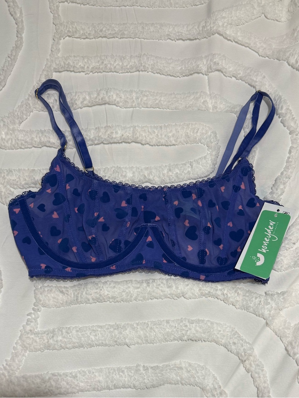 NWT Honeydew Intimates Serina Heart Bralette in Cerulean Blue - Size M